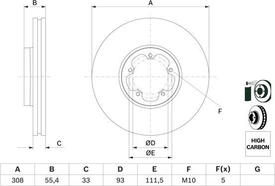 BOSCH 0986479F46 - Bremžu diski