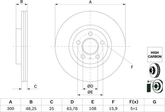 BOSCH 0986479G68 - Bremžu diski