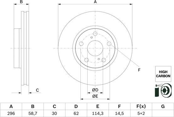BOSCH 0986479G67 - Bremžu diski