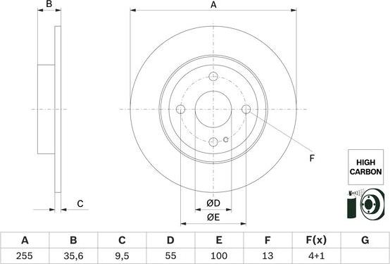 BOSCH 0986479G72 - Bremžu diski