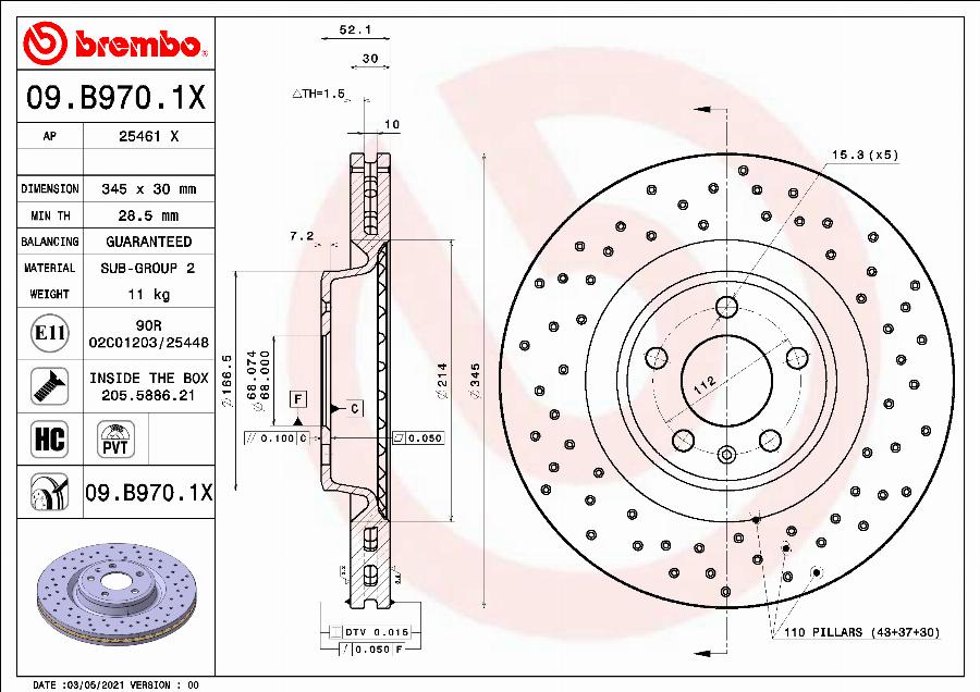 Brembo 09.B970.1X - Bremžu