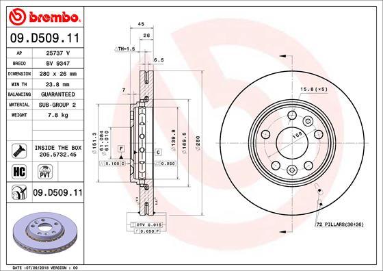 Brembo 09.D509.11 - Bremžu