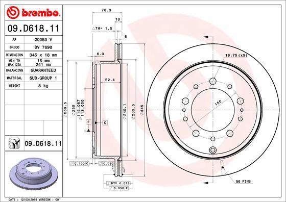 Brembo 09.D618.11 - Bremžu