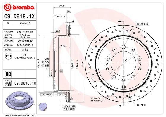 Brembo 09.D618.1X - Bremžu