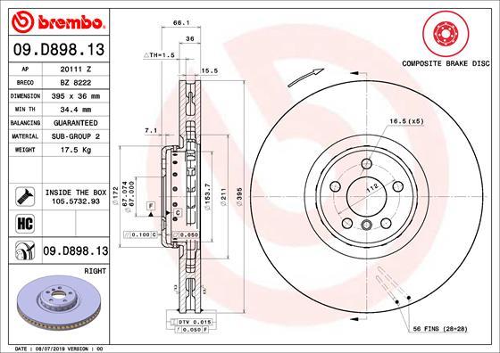 Brembo 09.D898.13 - Bremžu
