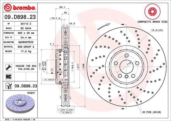 Brembo 09.D898.23 - Bremžu