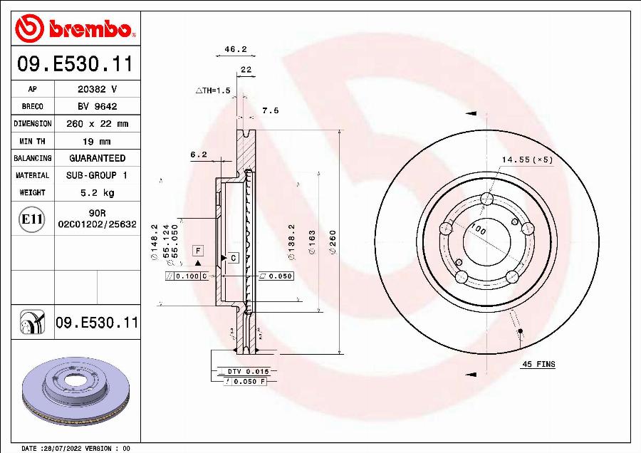 Brembo 09.E530.11 - Bremžu