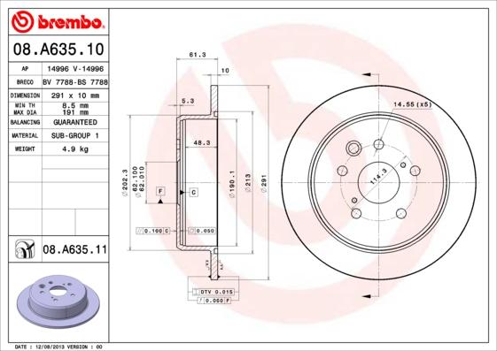 Brembo 08.A635.11 - Bremžu