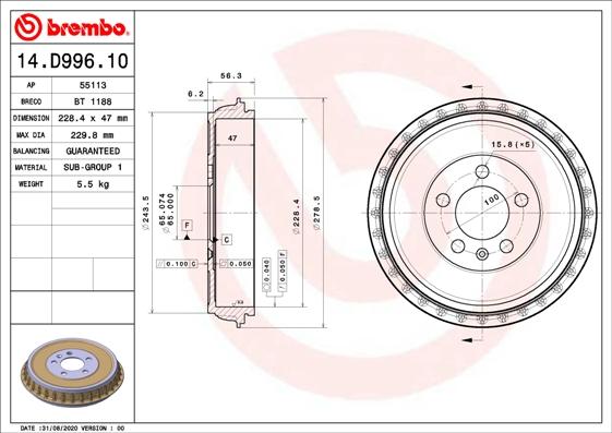 Brembo 14.D996.10 - Bremžu