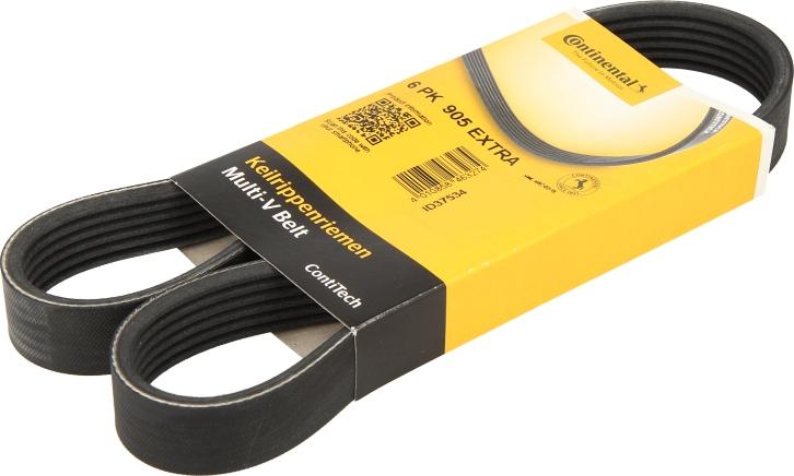 CONTINENTAL 6PK905EXTRA - Ķīļrievu siksna