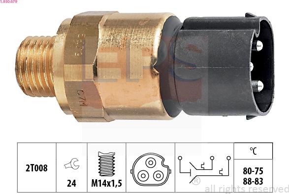 EPS 1-850-679 - Termoslēdzis, Radiatora ventilators