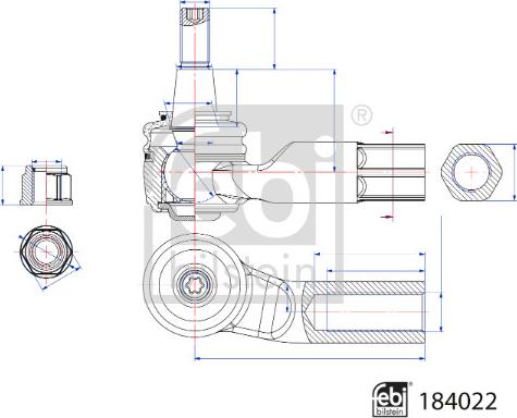 Febi Bilstein 184022 - Stūres šķērsstiepņa
