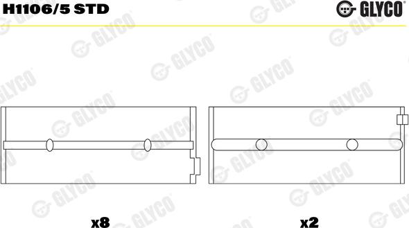 Glyco H1106/5STD - Kloķvārpstas gultnis