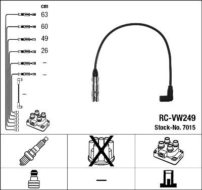 NGK 7015 - Augstsprieguma vadu komplekts