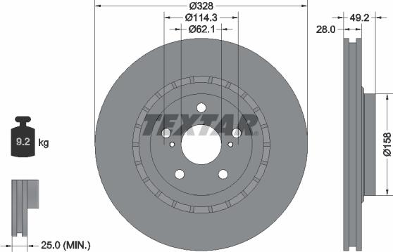 Textar 92259403 - Bremžu diski