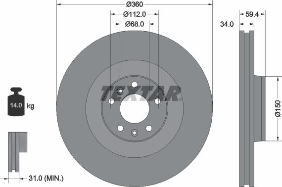 Textar 92122205 - Bremžu diski
